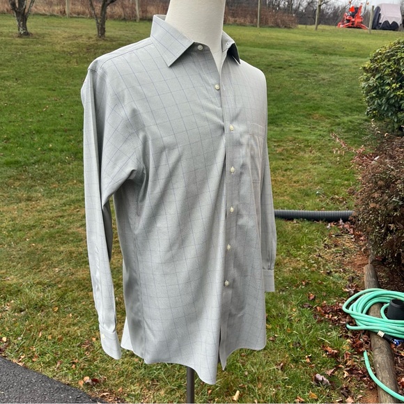 -Brooks Brothers Green/Navy Windowpane Button-Down Non-Iron L/S Shirt 15.5-32 - Picture 7 of 11